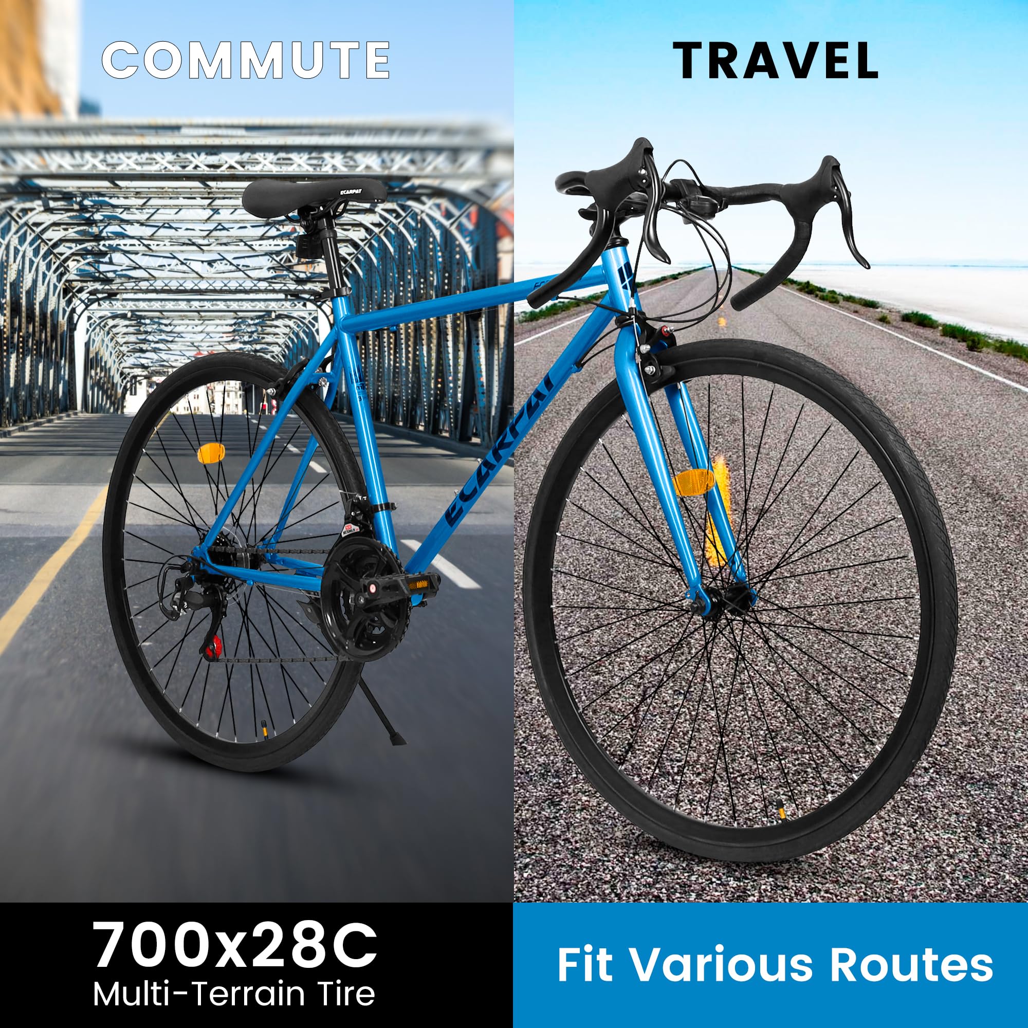 **700C Hybrid Road Bike for Men & Women - 16/21/24 Speed Aluminum/Steel Frame Commuter Bike - Perfect for City Riding, School & Work - Great Christmas & New Year Gift**