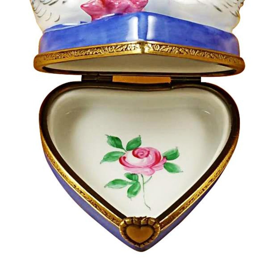 Two Swans on Heart Limoges Porcelain Box - Romantic Collectible Gift for Valentine's Day, Anniversary & Wedding - Perfect for Jewelry Storage & Home Decor