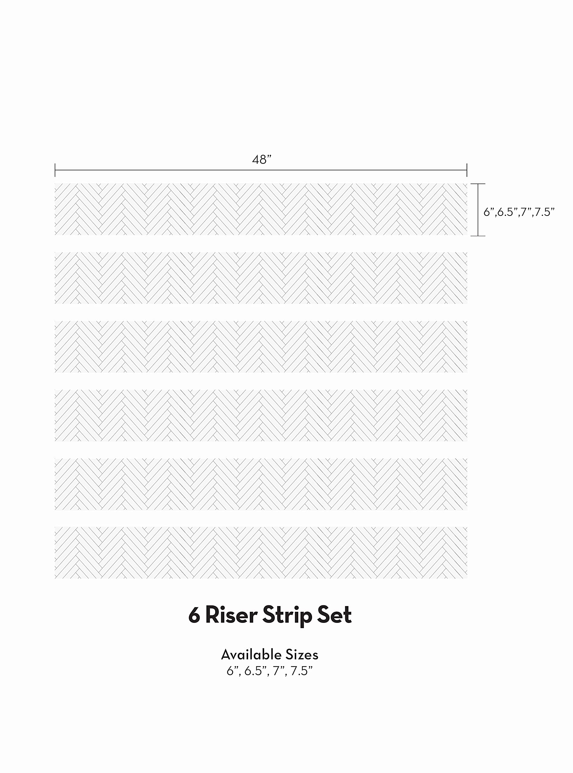 Black Herringbone Tile Peel and Stick Stair Riser Strips - 15 Pack (48