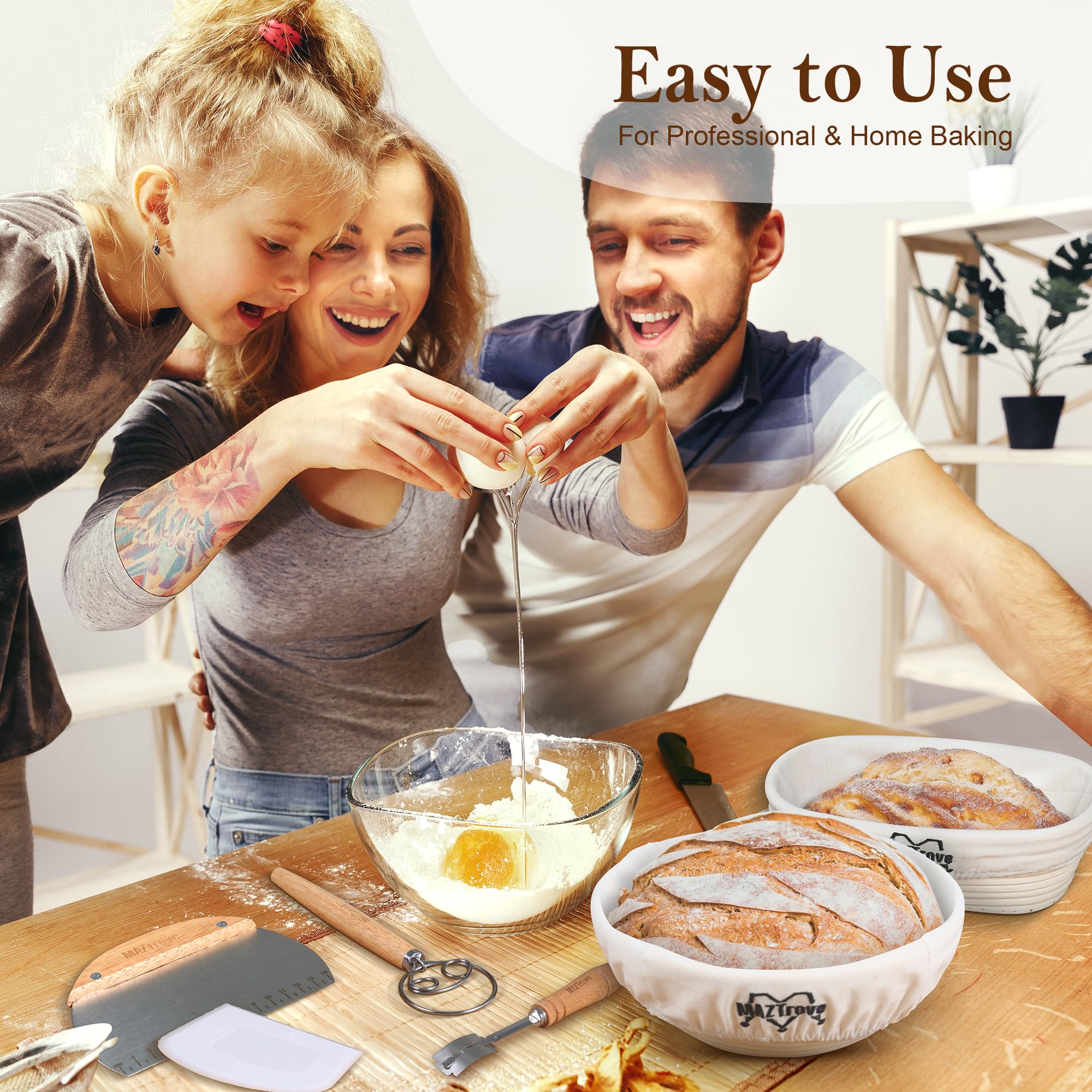 2-Piece Banneton Bread Proofing Basket Set - 10