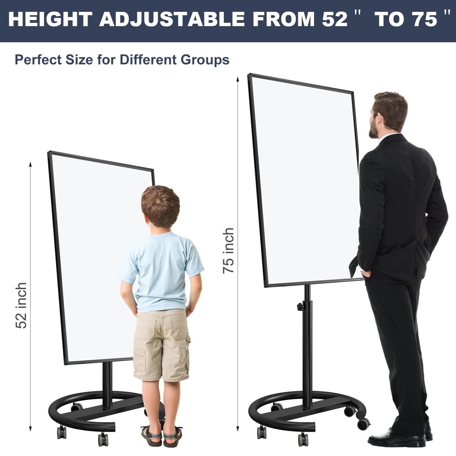TANKEE 40 x 26 Inches Portable Magnetic Whiteboard Easel - Dry Erase Flip Chart Stand with 25-Sheet Paper Pad | Perfect for Office Meetings, Classroom Teaching & Home Organization