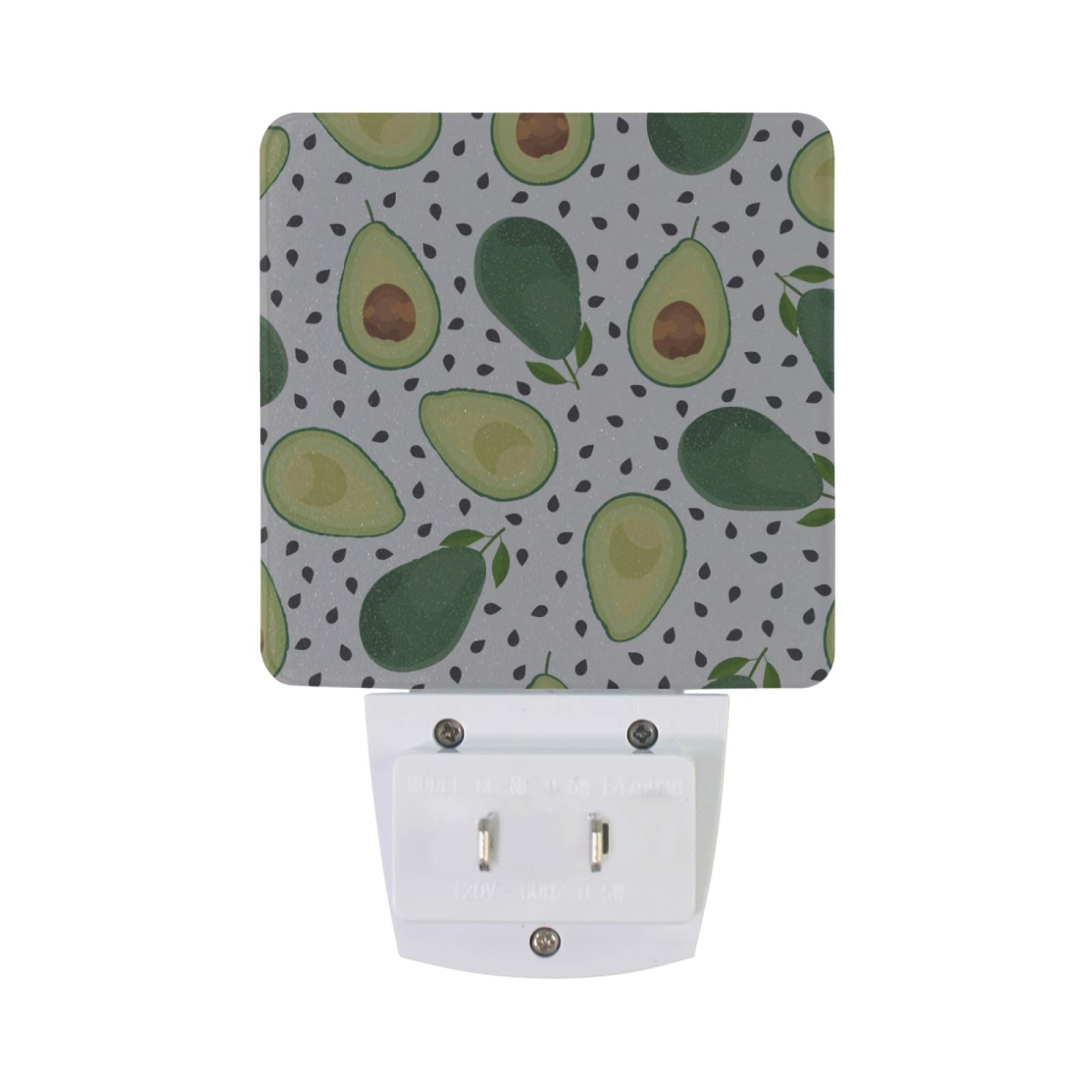 Vikko Avocado Dot Fruit Night Light Plug in 2 Pack - LED Dusk to Dawn Sensor Nightlight for Kids & Adults - Perfect for Bedroom, Nursery, Living Room, Hallway & Home Decor - Energy Saving Night Lamp for Safety & Ambiance