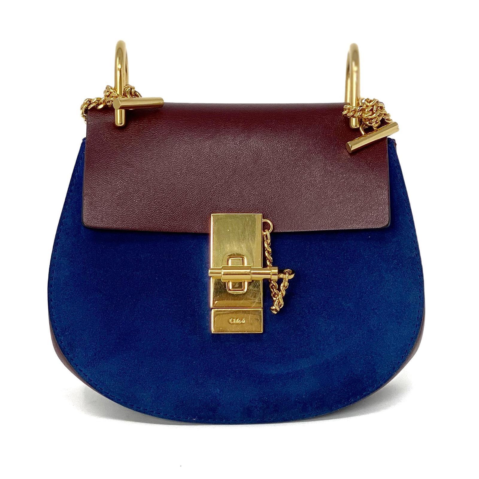 Chloe Burgundy & Navy Mini Drew Bag - Stylish Crossbody Purse for Women, Perfect for Parties, Dates & Everyday Use