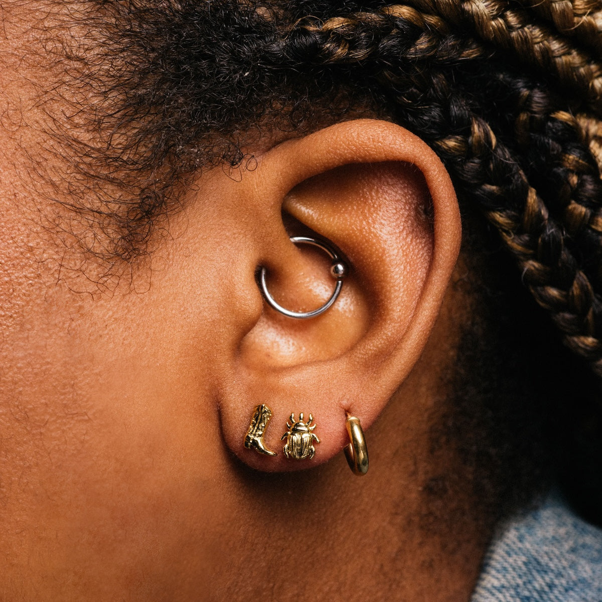 Beetle Stud Earrings for Women - Stainless Steel Hypoallergenic Small Studs - Perfect for Daily Wear, Parties & Gifts