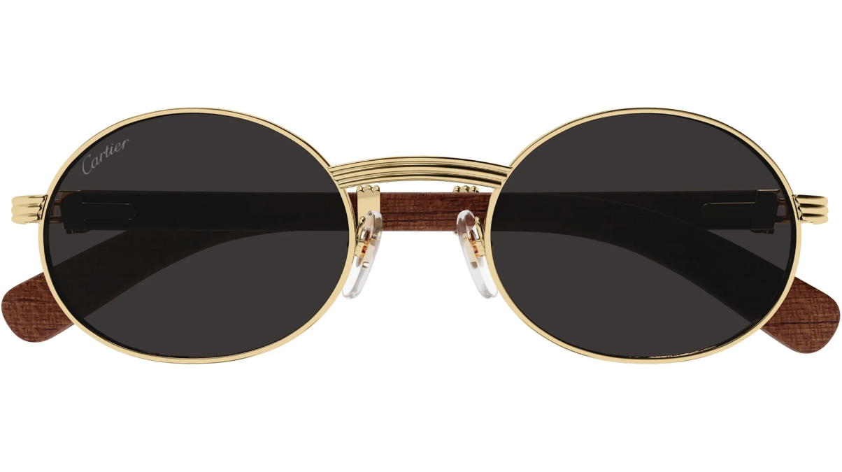 Cartier Première de Cartier Wood Sunglasses CT0464S 002 - Luxury Wooden Frame Designer Shades for Women, UV Protection - Perfect for Beach, Travel & Fashion Outfits