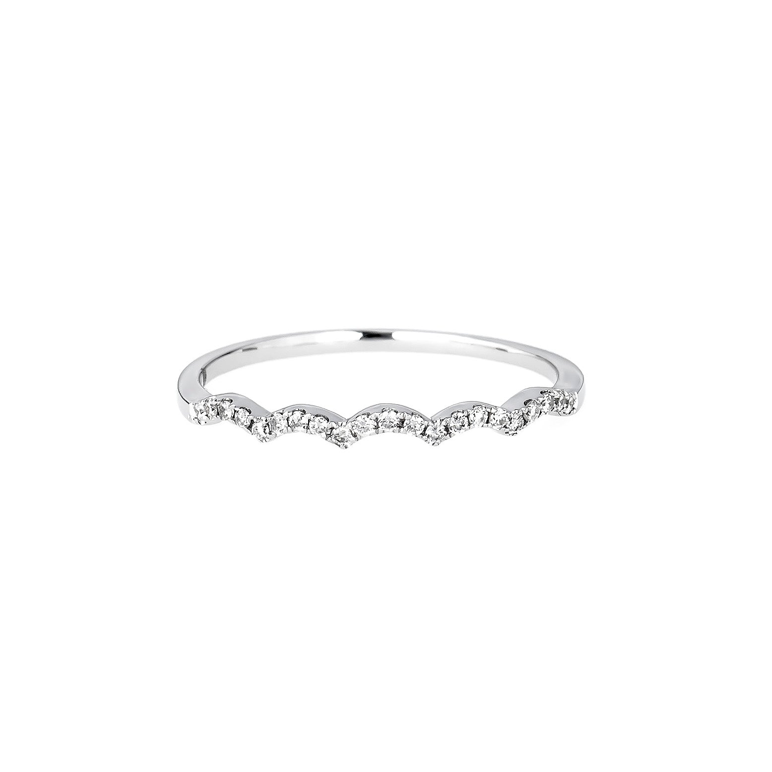 14k White Gold Diamond Scallop Eternity Band Ring for Women - Perfect for Weddings, Anniversaries & Special Occasions