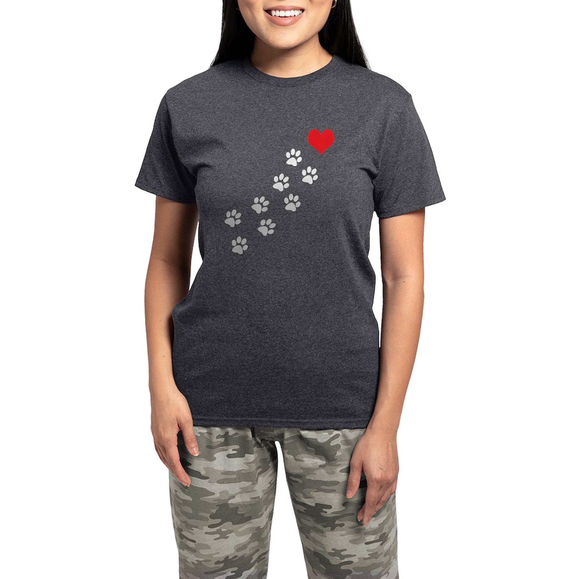 Paw Prints To My Heart Women's Charcoal Pajama Set - Cozy Sleepwear for Dog Lovers | Perfect for Relaxing at Home & Gift Giving