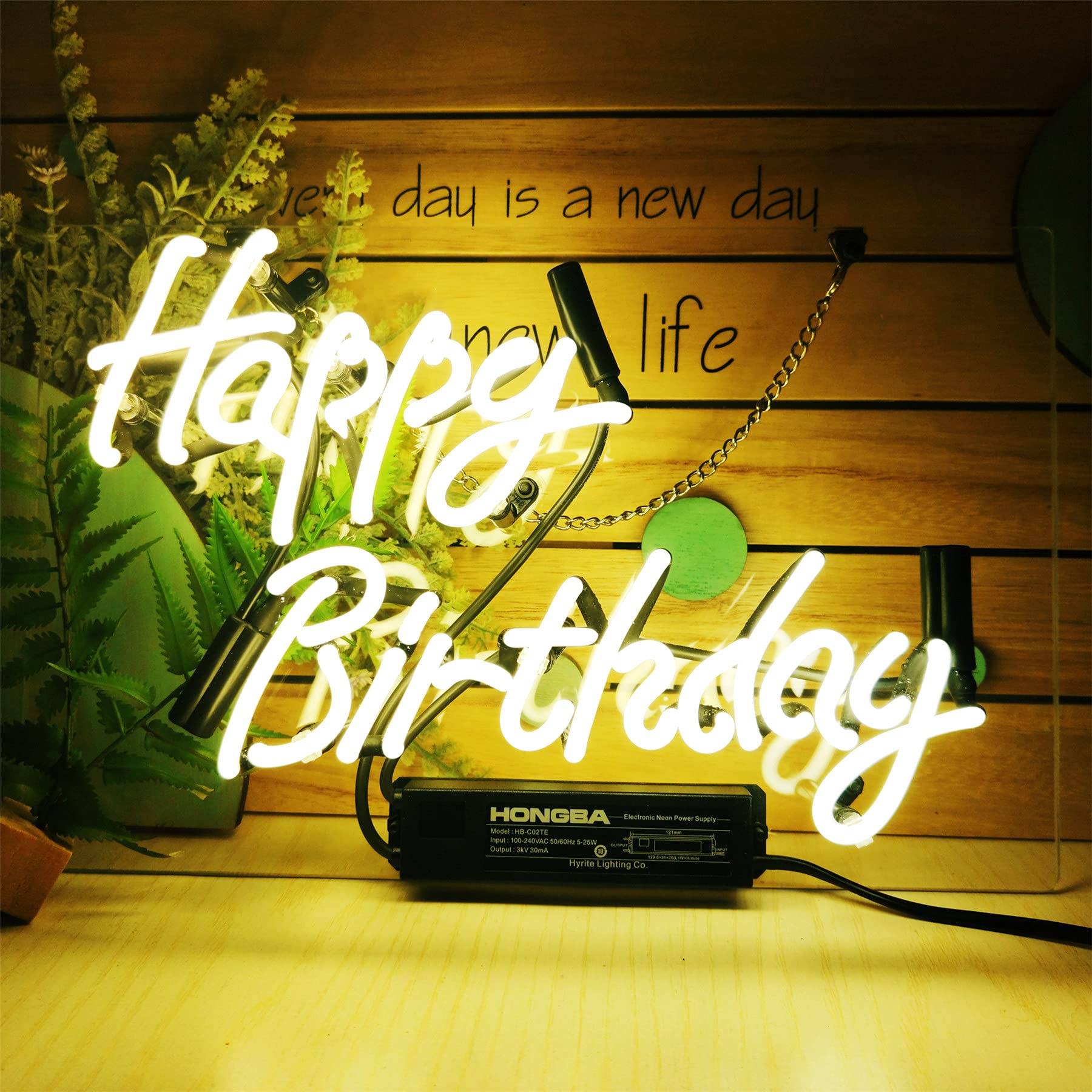 Happy Birthday Neon Sign - 17 Inch Custom Yellow LED Neon Light for Wall Decor, Bedroom, Girls Room, Halloween & Christmas Party Decorations | Perfect for Home, Office, Events & Gift Giving