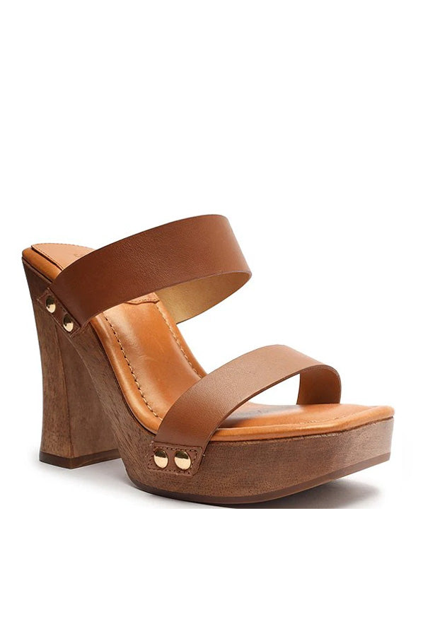 Aryana Women's Leather Platform Sandals - Deep Nude Color | Comfortable High Heel Summer Shoes for Beach, Party & Casual Outfits