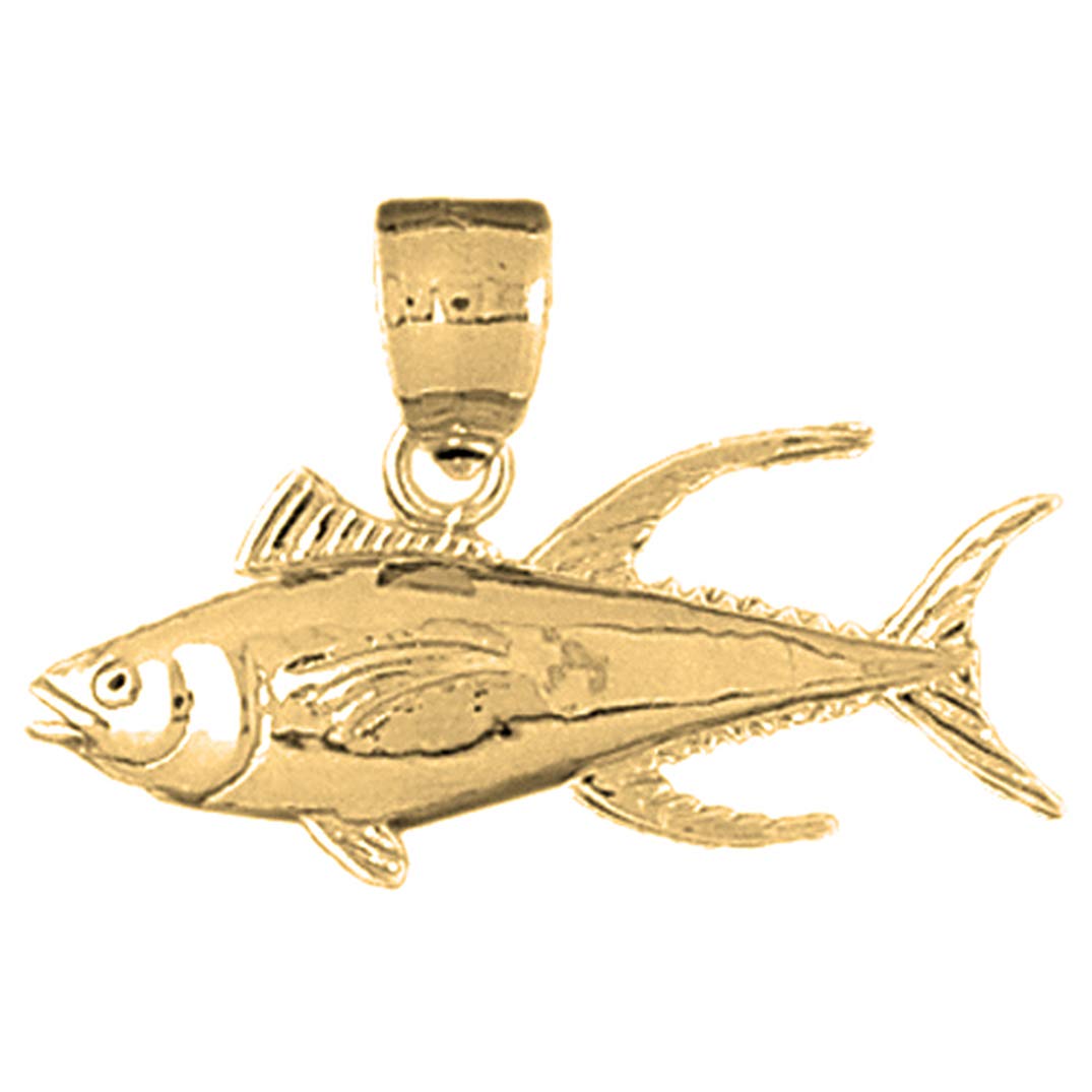 14K Yellow Gold Tuna Pendant Necklace - 22mm Elegant Jewelry for Women, Perfect Gift for Birthday, Anniversary & Special Occasions