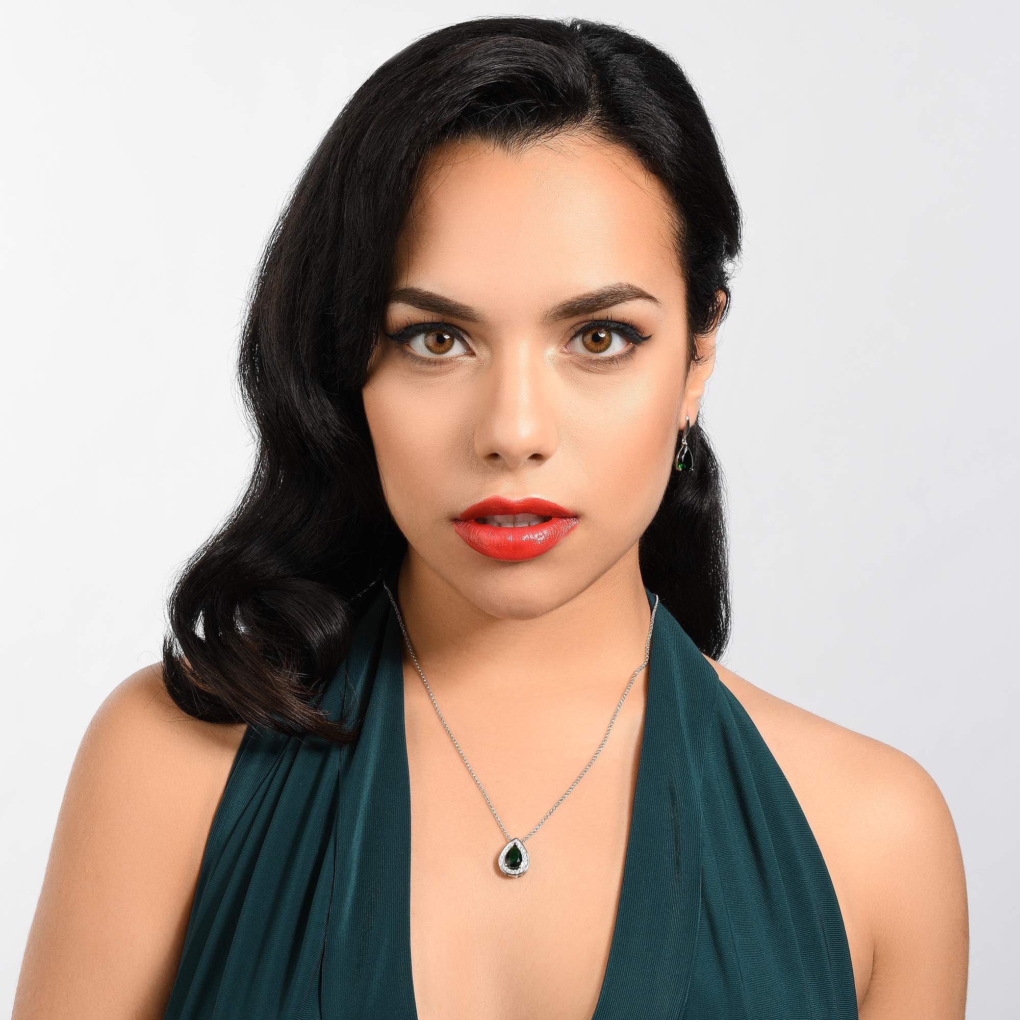 Namana Teardrop Pendant Necklace for Women - Pear Shaped Gemstone Jewelry with Gift Box | Elegant Colored Stone Necklace for Everyday Wear, Date Nights & Special Occasions