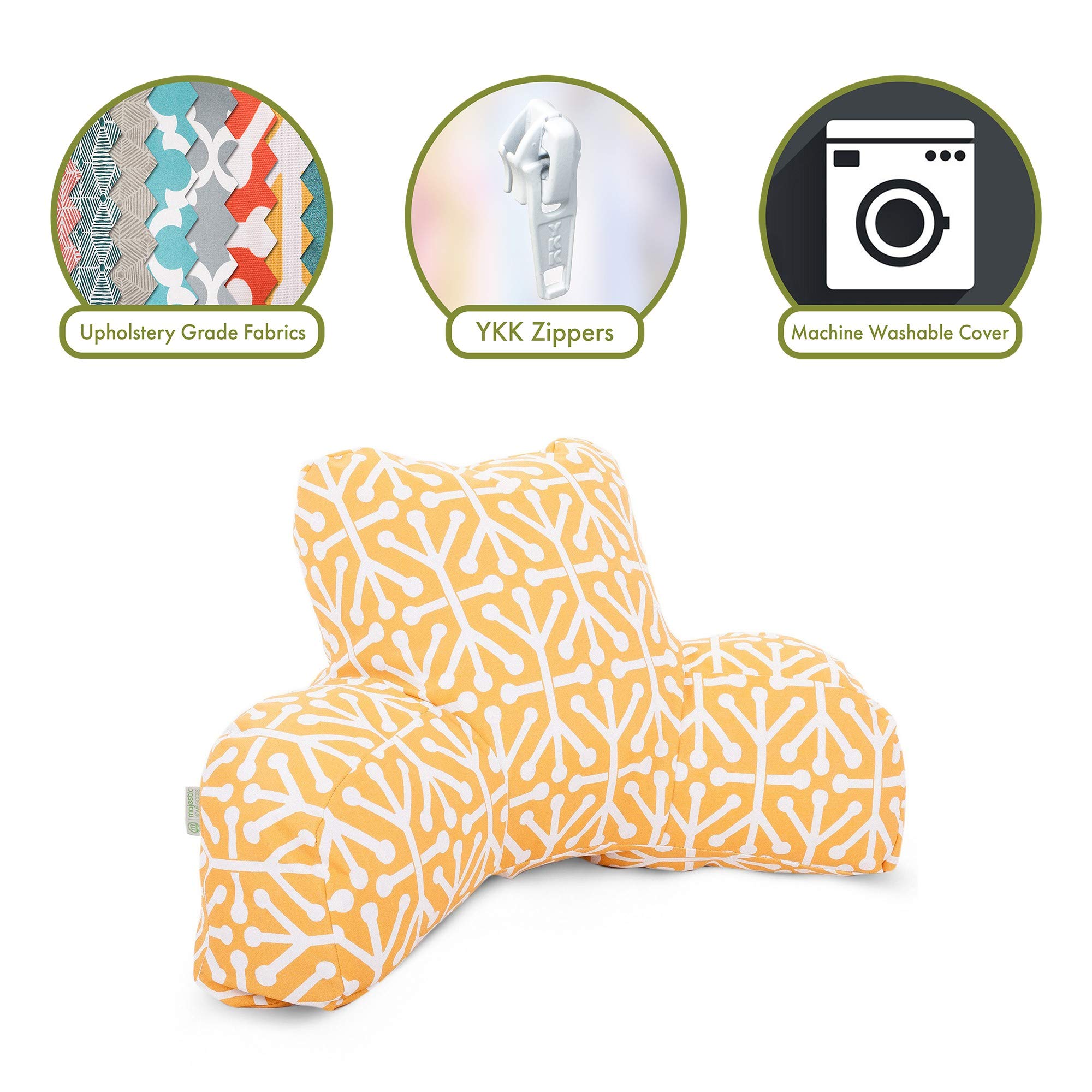 Majestic Home Goods Aruba Reading Pillow - Soft Back Support Cushion with Citrus Pattern, Perfect for Bed, Sofa & Reading Nook Comfort