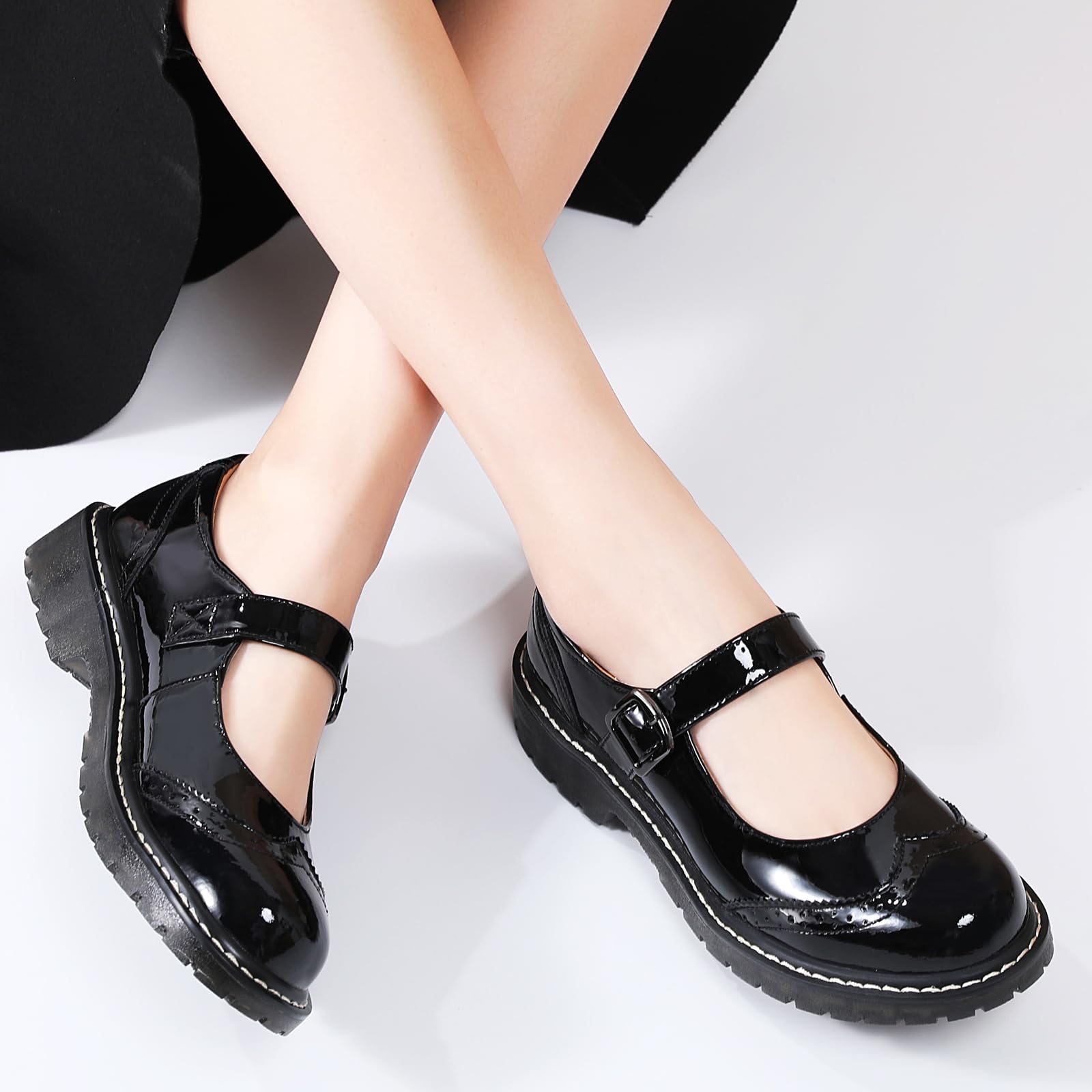 Women's Mary Jane Shoes - Comfortable Leather Flats with Round Toe & Non-Slip Sole | Oxford Style Dressy Casual Shoes for Work, School & Everyday Wear | Perfect for Office, Classroom & Social Occasions