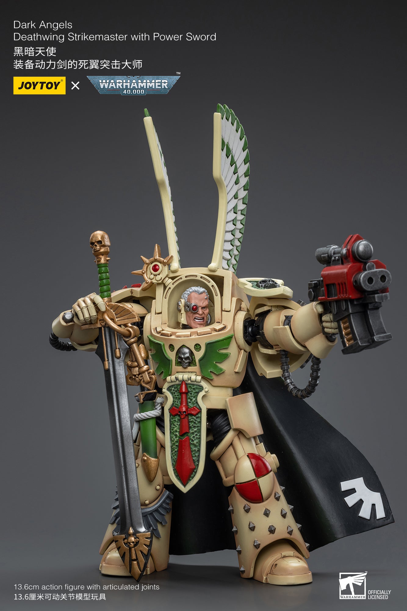 JOYTOY 1/18 Scale Warhammer 40K Dark Angels Deathwing Action Figure - Collectible Miniature for Tabletop Gaming & Display
