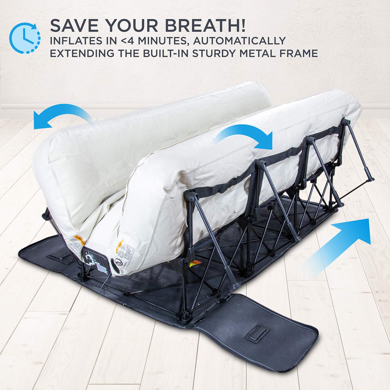 Ivation Full Air Mattress with Frame - Self Inflatable for Guests & Travel