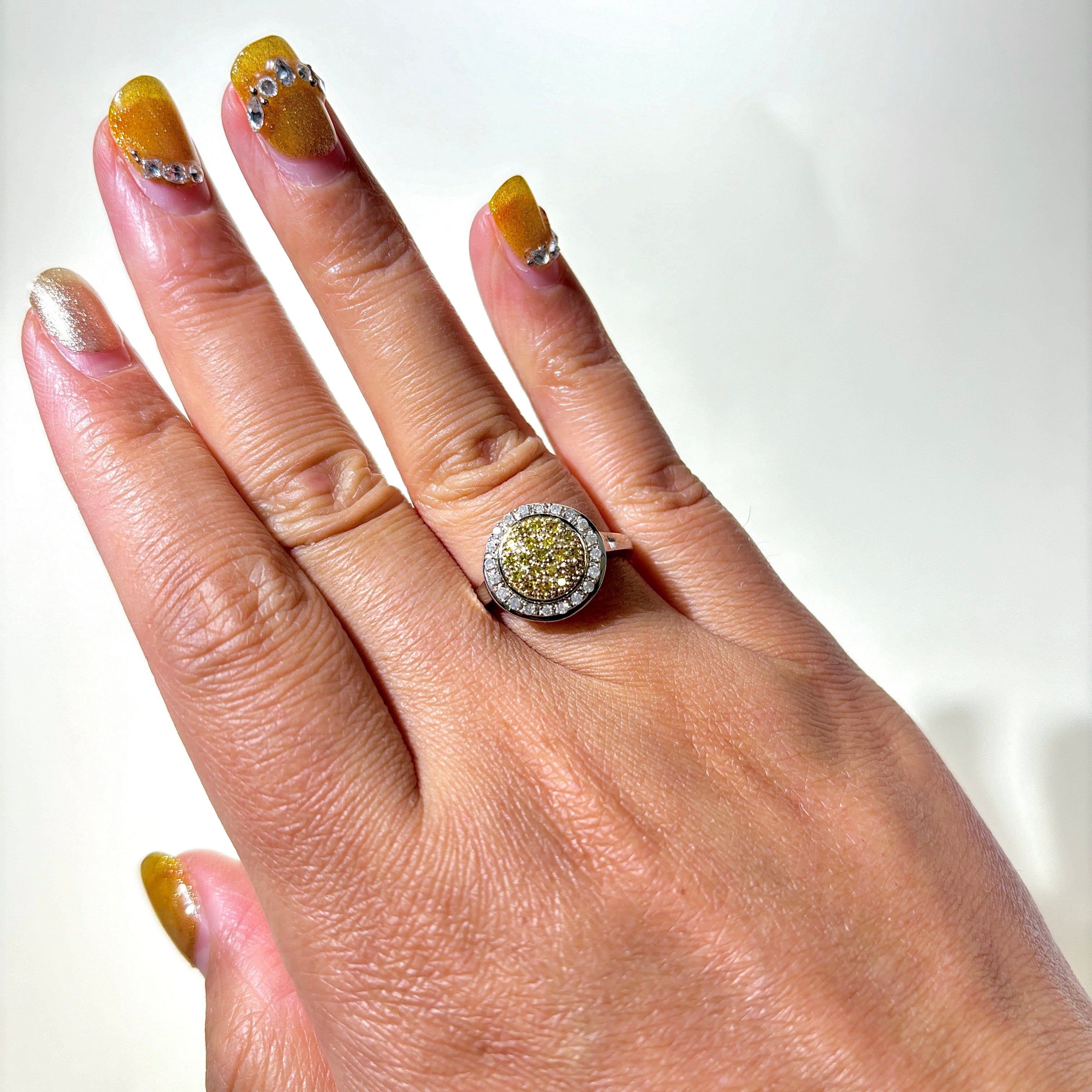 Exquisite Yellow & White Diamond Cluster Halo Ring | 0.29ctw Total Weight | 0.20ctw Center Stone | Size 6.75 | Elegant Engagement, Wedding, Anniversary Gift for Her | Perfect for Proposals, Special Occasions & Everyday Luxury