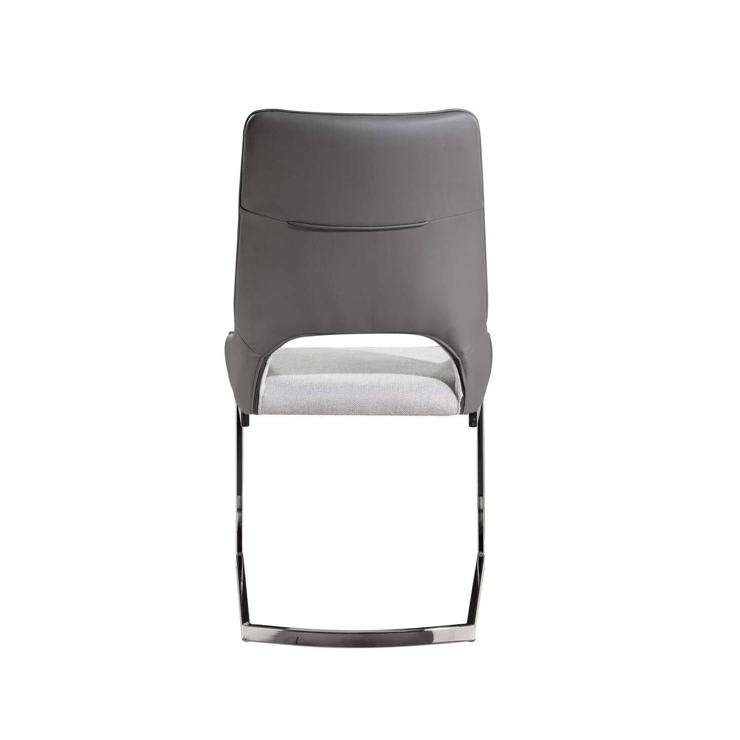 Premium Gray Leather Dining Chairs with Metal Frame - Set of 2 Modern Kitchen Chairs for Dining Room, Restaurant & Home Decor