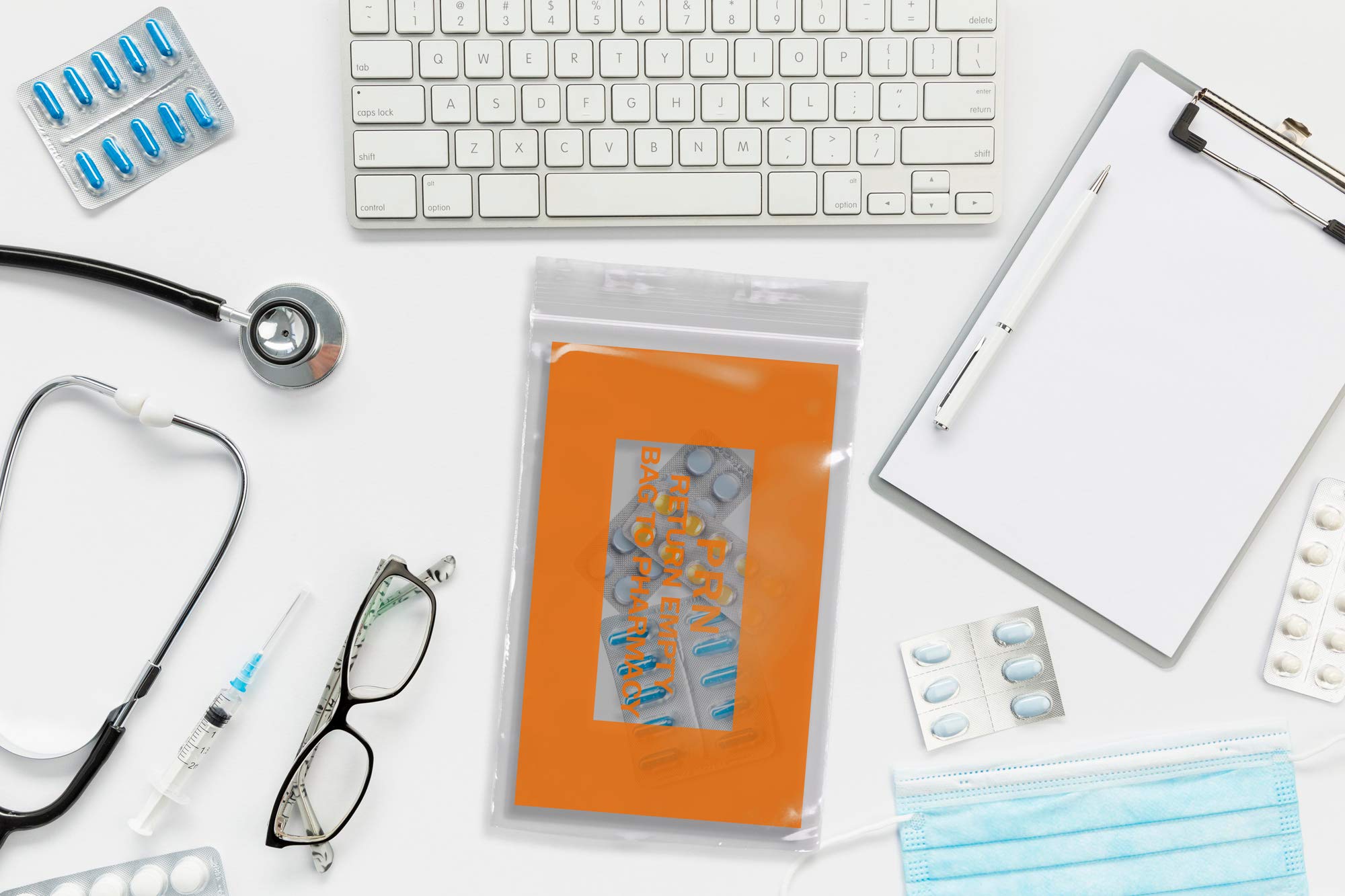 1000 Pack Orange 6x9 Inches 2 Mil Thick Clear Zipper PRN Bags with Secure Seal Closure | Durable Polyethylene Medical Bags for Pharmacy, Hospital, First Aid Kit & Home Healthcare Supplies