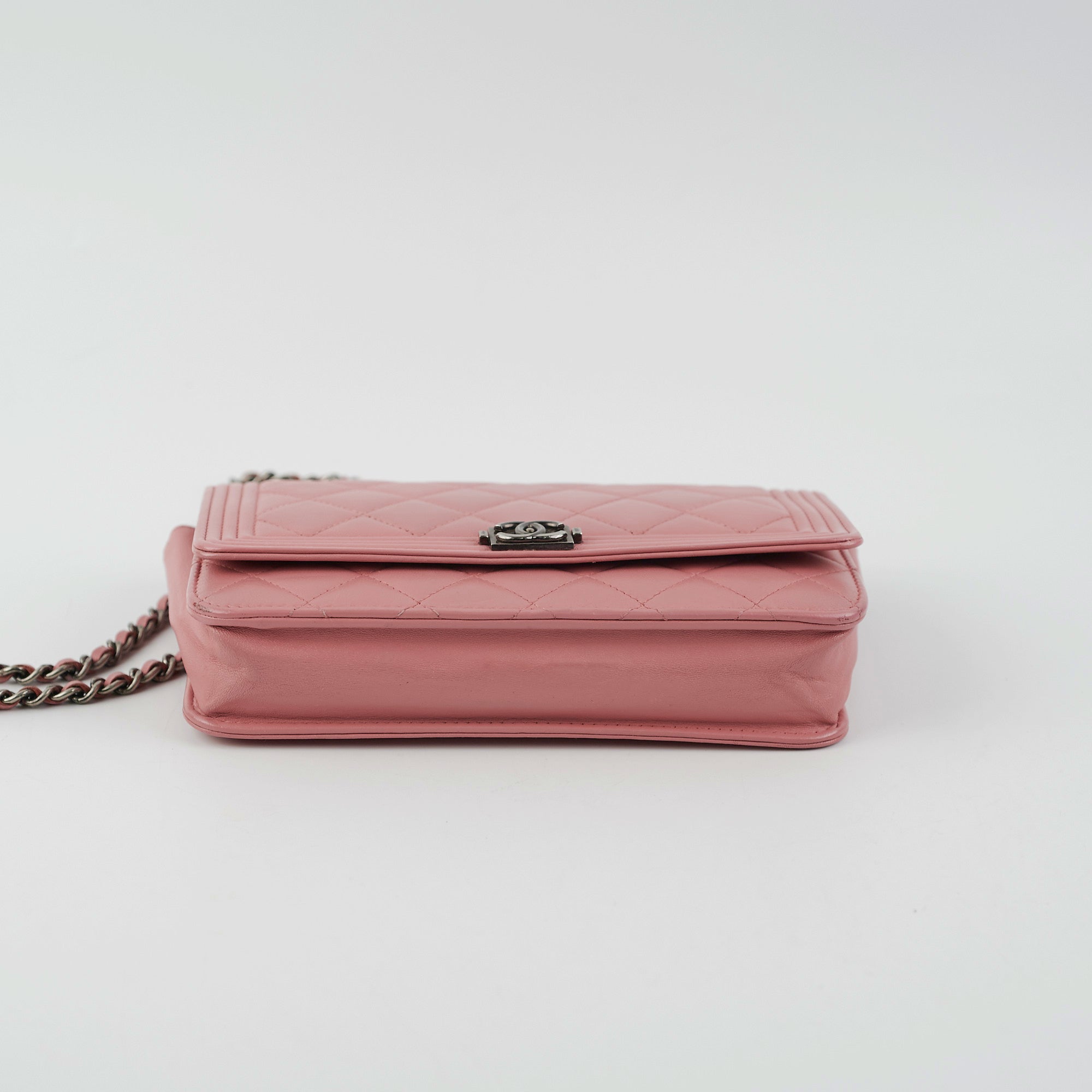 Chanel Boy Wallet On Chain WOC Lambskin Leather Crossbody Bag in Pink - Perfect for Date Night & Evening Events