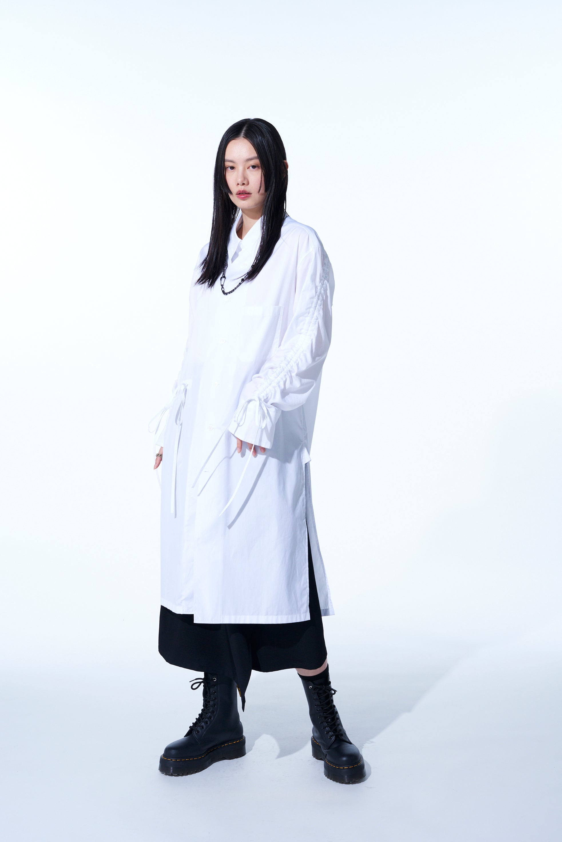 Oversized Long Cotton Broadcloth Shirt with Gathered Strings - Casual Loose Fit Button Down Tunic Top for Women | Perfect for Layering, Beach Cover-Up & Boho Outfits