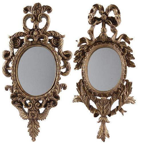 Galapagoz Baroque Gilt Mirrors - Set of 2 Antique Gold Finish Luxury Wall Mirrors for Living Room, Bedroom & Entryway Décor | Made in USA