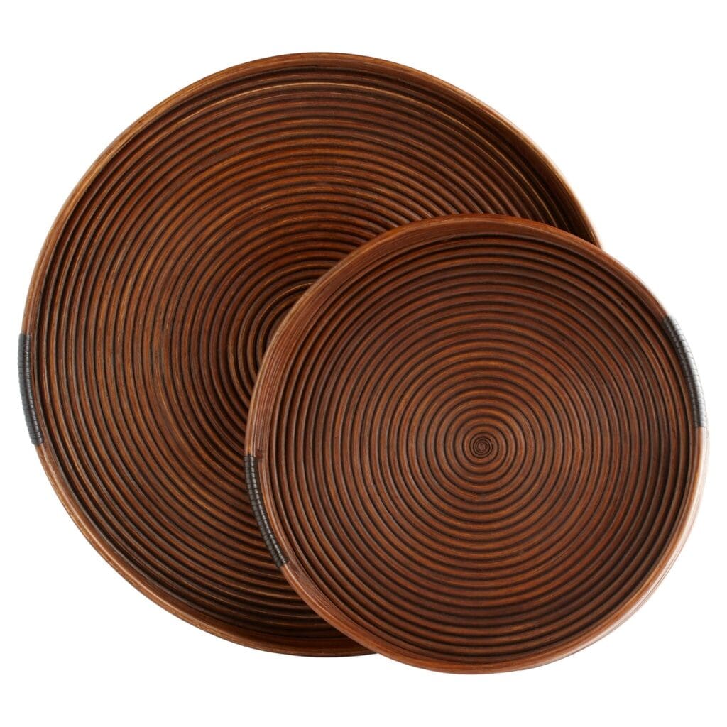 Cyan Design 11718 Papeete Round Tray - Small Brown Rattan Decorative Tray for Home Decor, Coffee Table Centerpiece, Bathroom Organizer & Jewelry Display