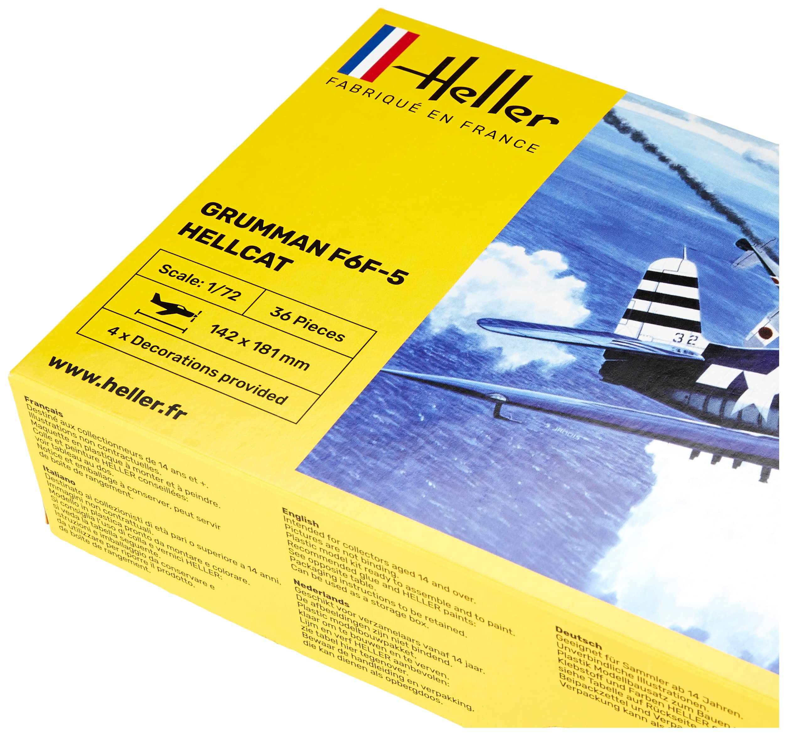 Heller 80272 1:72 Scale F6F-5 Hellcat Model Kit - WWII Aircraft Plastic Model for Collectors & Hobbyists - Perfect for Display, Gifts & Historical Dioramas