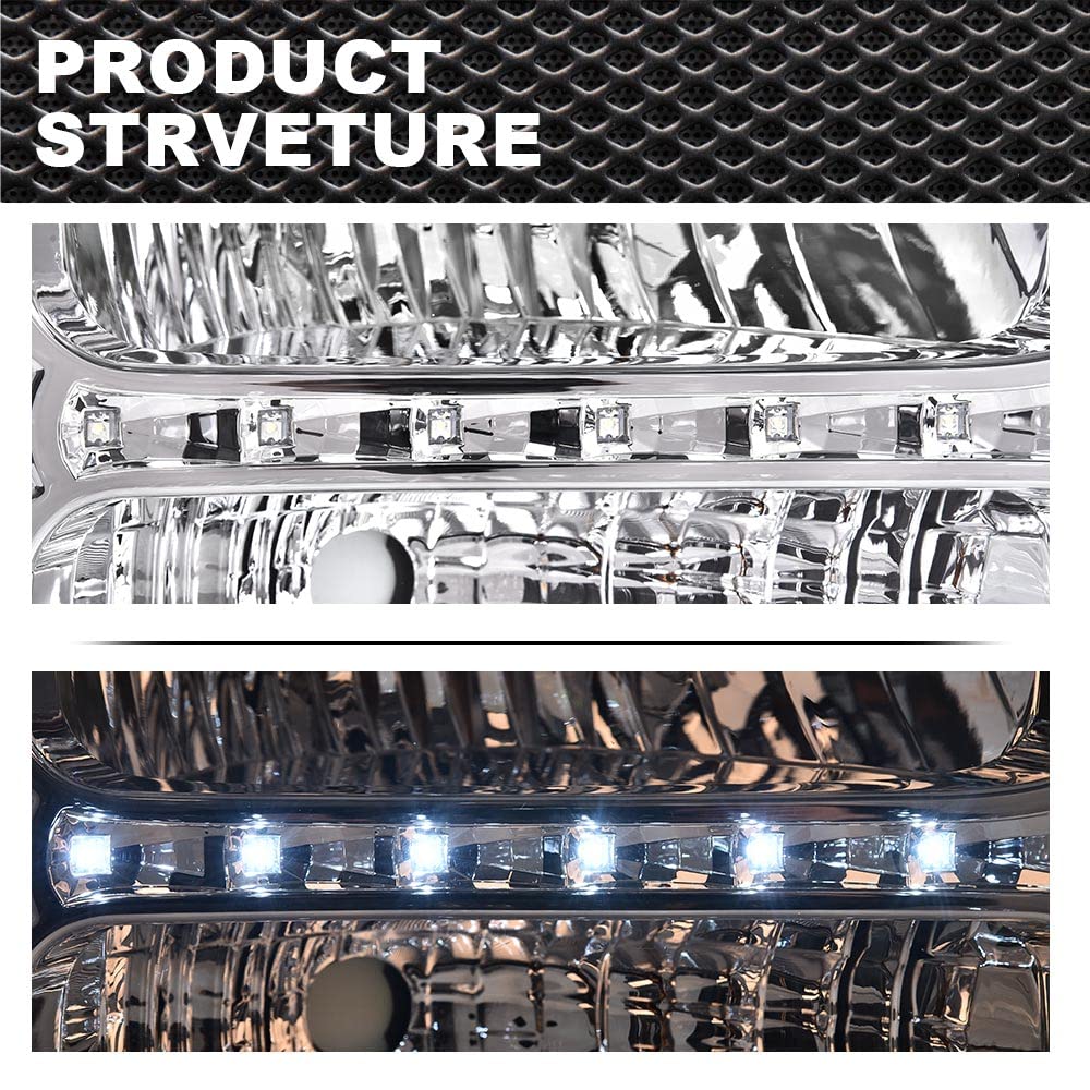 Ford Excursion F250 F350 LED Headlights - 2005-2007 Replacement for Super Duty Trucks - DRL Lamps for Night Driving