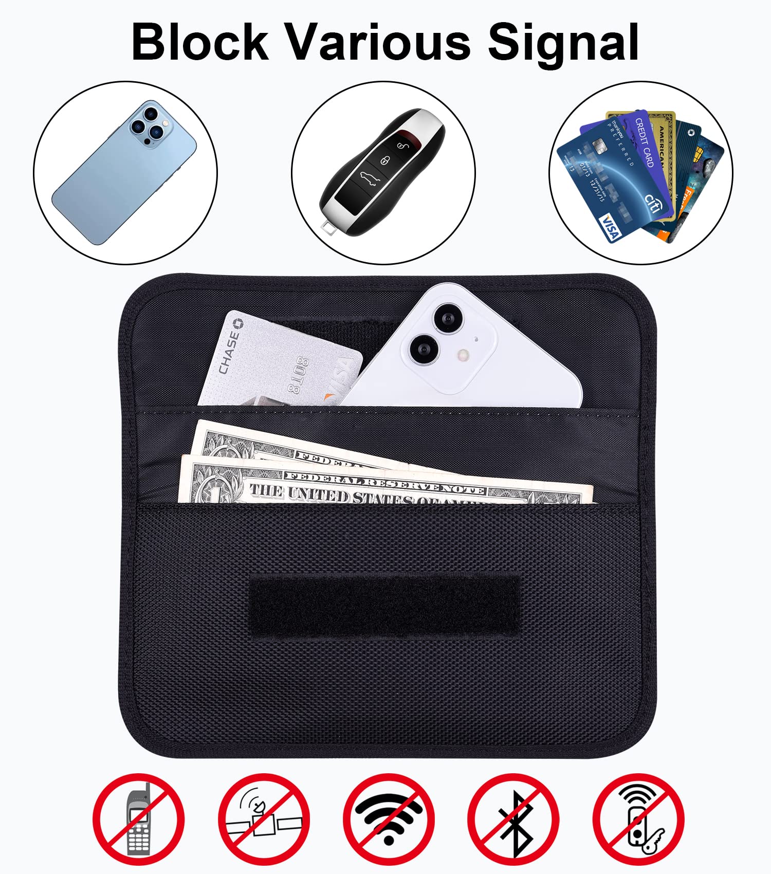 Wisdompro 2 Pack Faraday Bag for Phone & Keys - RFID Signal Blocking Pouch, Anti-Tracking Case for Privacy Protection (Black) | Perfect for Travel, Security, and Anti-Spying Use