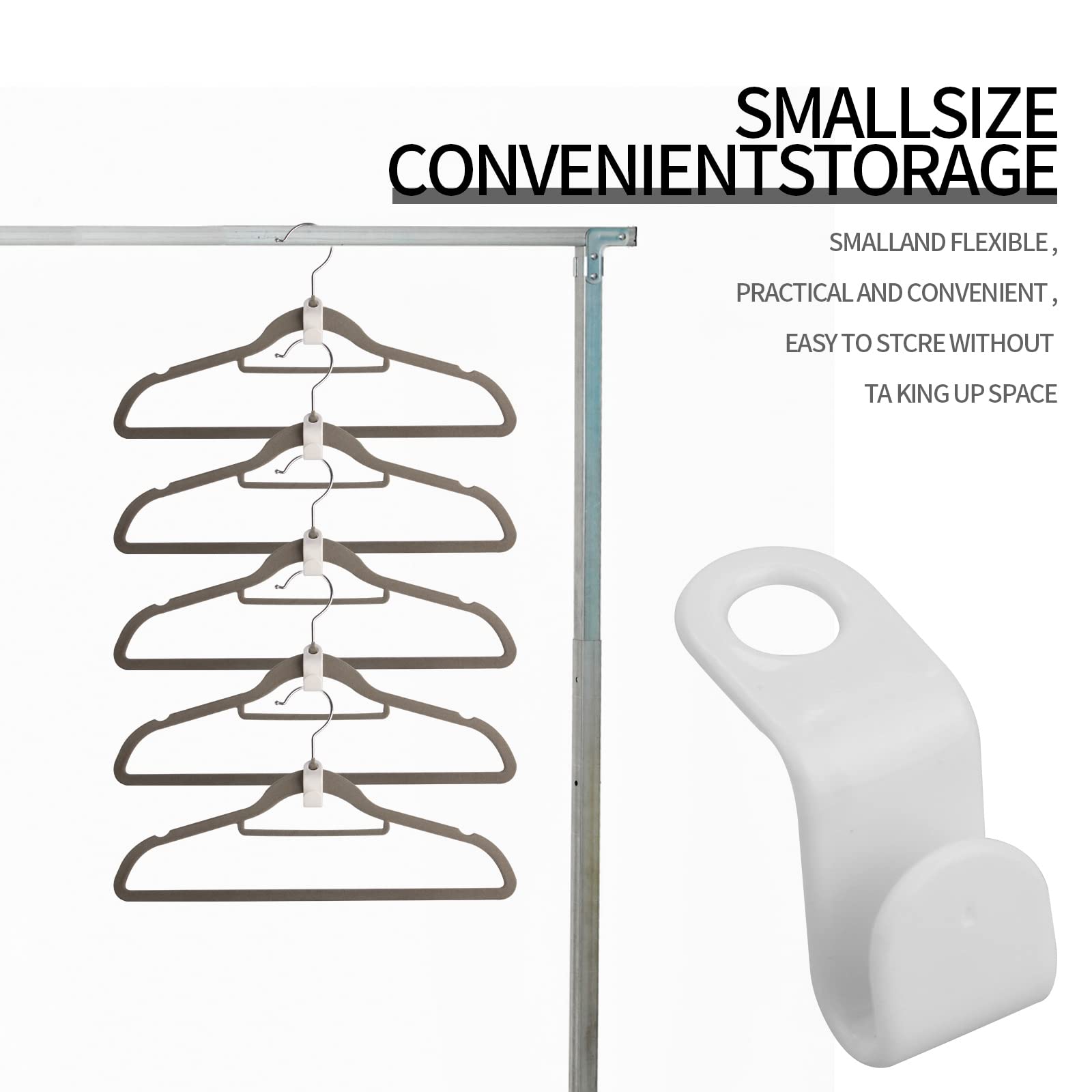 50PCS White Space Saving Clothes Hook Hangers - Heavy Duty Closet Organizer for Shirts, Pants & Accessories - Perfect for Small Spaces, Dorm Rooms & RV Storage