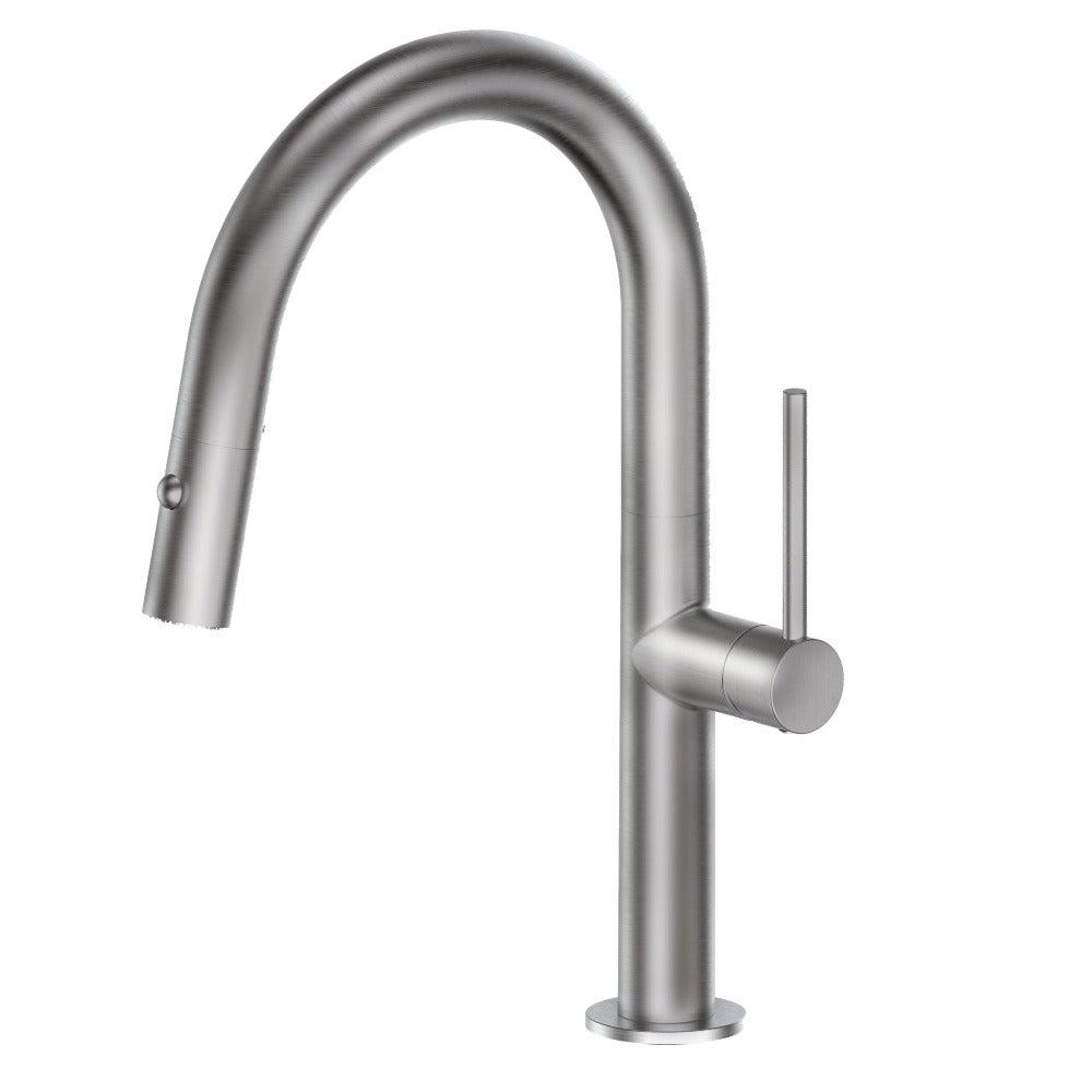 ZLINE Voltaire Single Handle Pull Down Kitchen Faucet in Brushed Nickel - Modern High Arc Sprayer for Sink, Perfect for Cooking & Dishwashing (VLT KF BN)