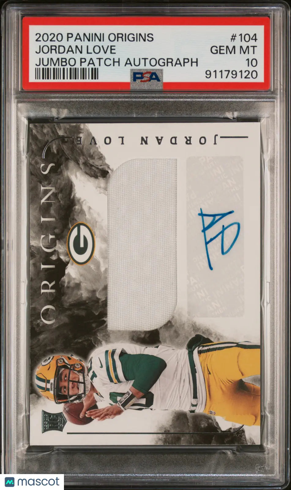 2020 Panini Origins PSA 10 Jordan Love Rookie Jumbo Patch Autograph #104 - Rare Football Collectible for Sports Memorabilia & Investment