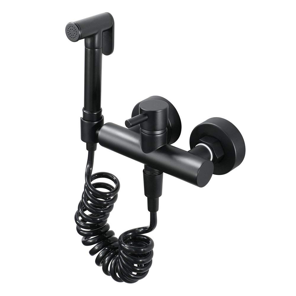 Adjustable Pressure Handheld Toilet Sprayer - Wall Mounted Black Diaper Sprayer for Cloth Diaper Cleaning & Bathroom Hygiene | Perfect for Baby Care, Toilet Cleaning & Pet Washing | Ideal for Nursery, RV & Home Use | Great for Travel, Camping & Emergency Situations