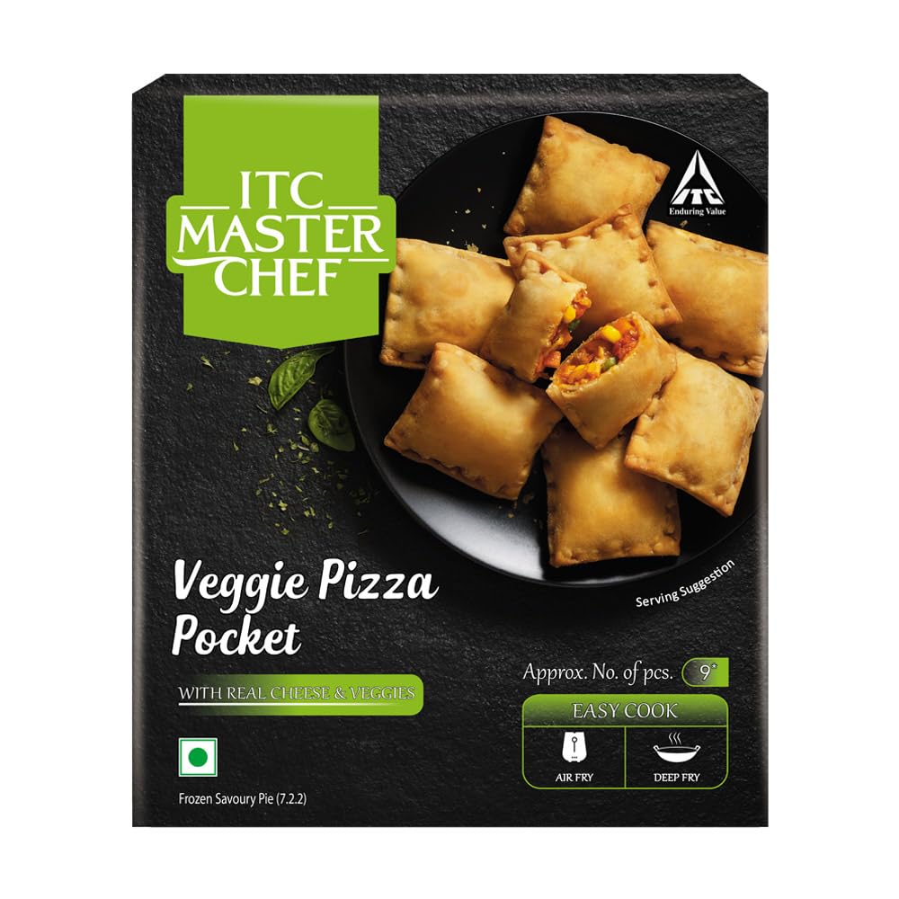 ITC MASTER CHEF Veggie Pizza Pocket - Frozen Ready-to-Cook Snack (340g) | Quick Meal Solution for Busy Weekdays, After-School Snacks & Party Appetizers