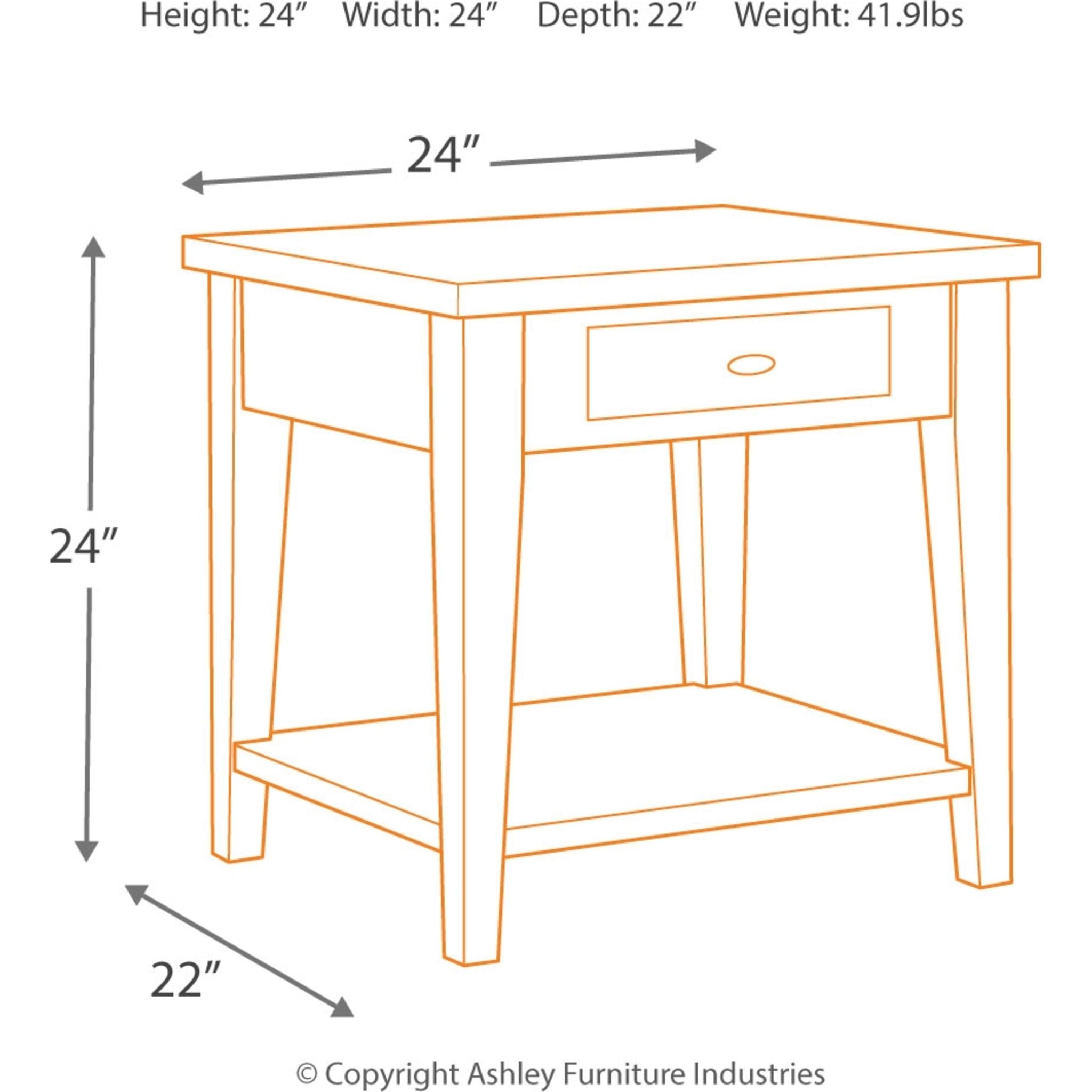 Branbury End Table - Modern Gray Side Table for Living Room, Bedroom & Office - Small Nightstand with Storage Shelf