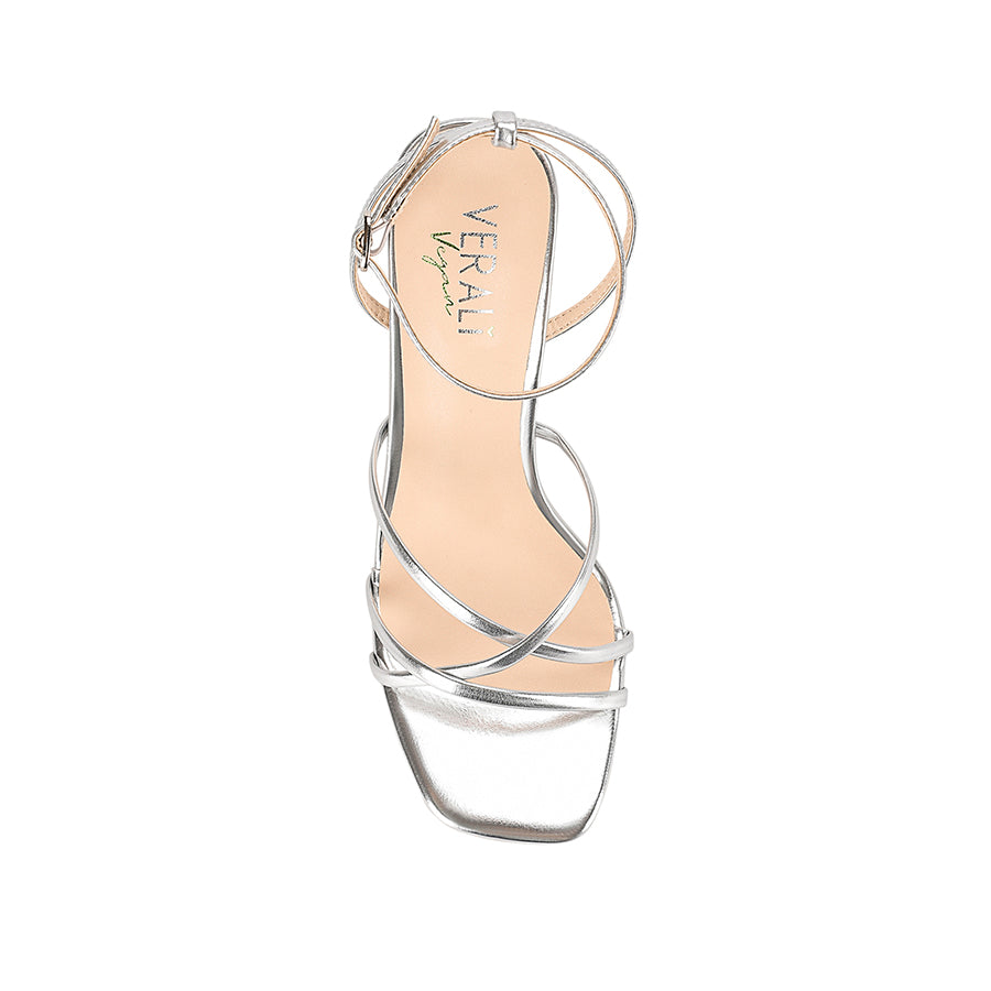 Penelope Strappy Sandals Women's Silver Metallic Dress Sandals - Perfect for Weddings, Parties & Summer Outfits