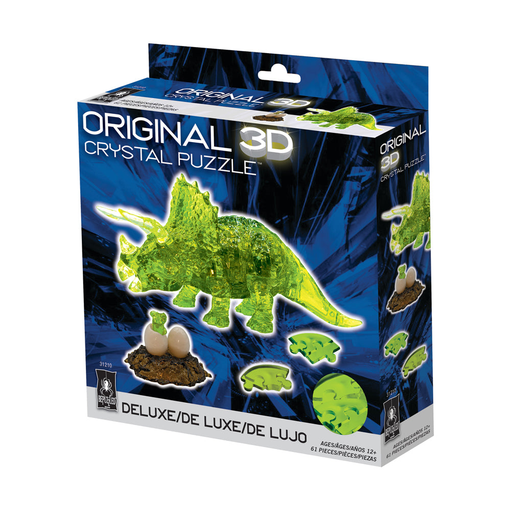 3D Crystal Puzzle Triceratops & Baby - 61 Piece Challenging Brain Teaser for Adults & Kids - Perfect for Family Game Night & STEM Learning Activities