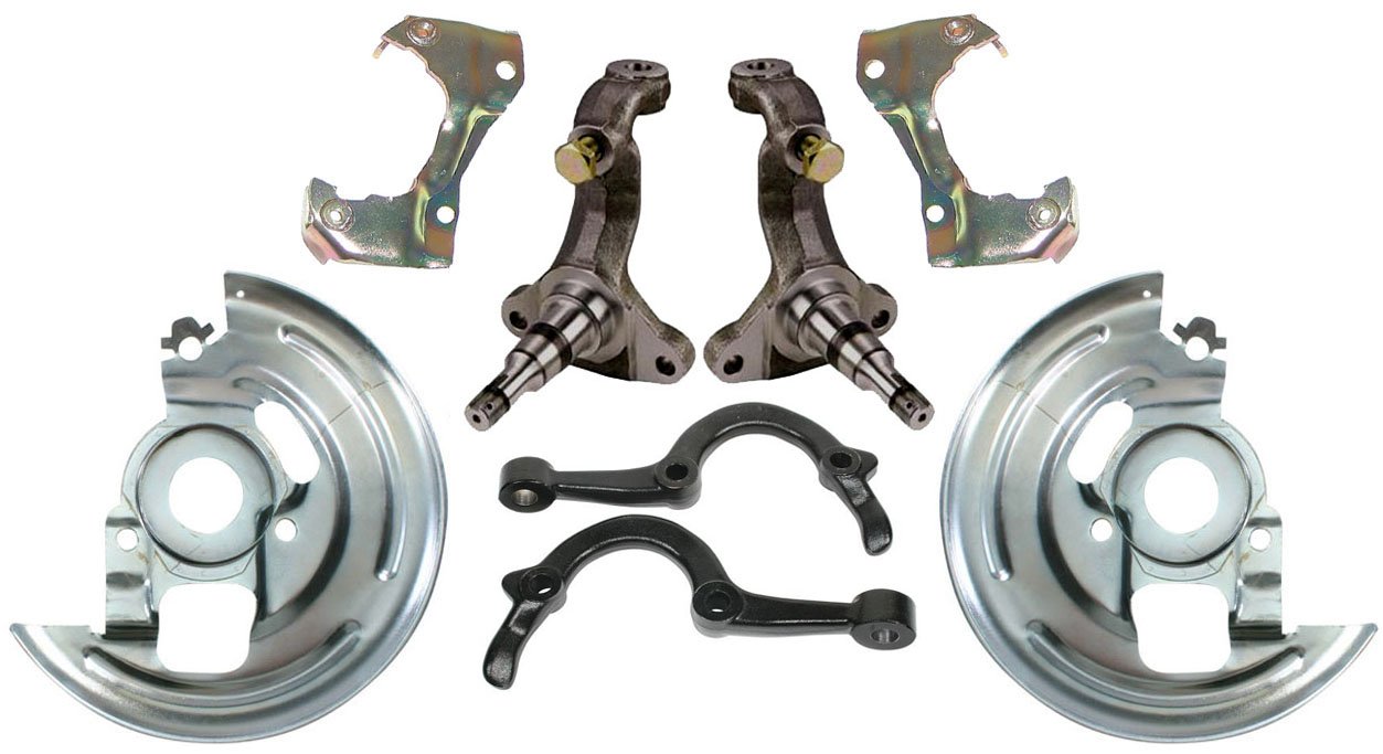 SOUTHWEST SPEED Replacement Spindles, Steering Arms, Brake Caliper Brackets & Backing Plates/Dust Shields for Disc Brakes - Compatible with 1964-1972 GM A-Body Cars: Chevelle, El Camino, Monte Carlo, Cutlass, GTO, LeMans | Perfect for Classic Car Restoration & Performance Upgrades
