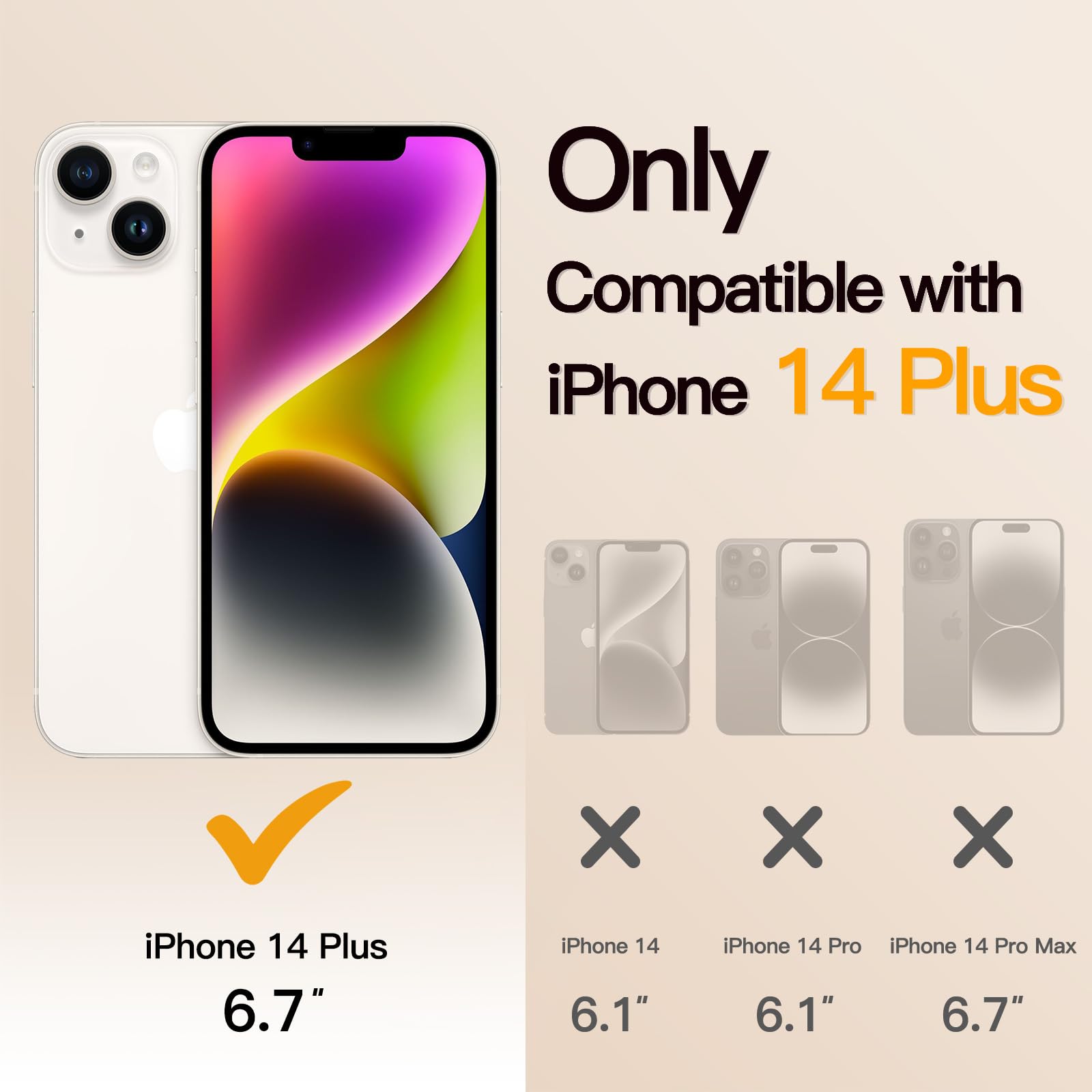 JETech Soft Clear Case for iPhone 14 Plus 6.7-Inch - Shockproof TPU Phone Cover with Full Camera Protection & MagSafe Wireless Charging Compatibility (Gold) | Perfect for Everyday Use, Travel & Work