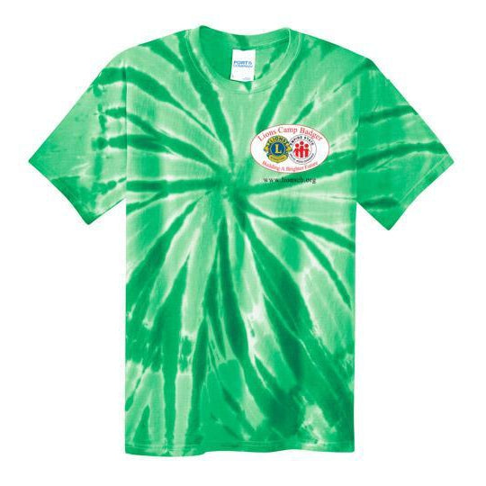 Lions Camp Badger Tie Dye T-Shirt with Color Logo - Soft Cotton Graphic Tee for Summer Camp, Music Festivals & Casual Wear