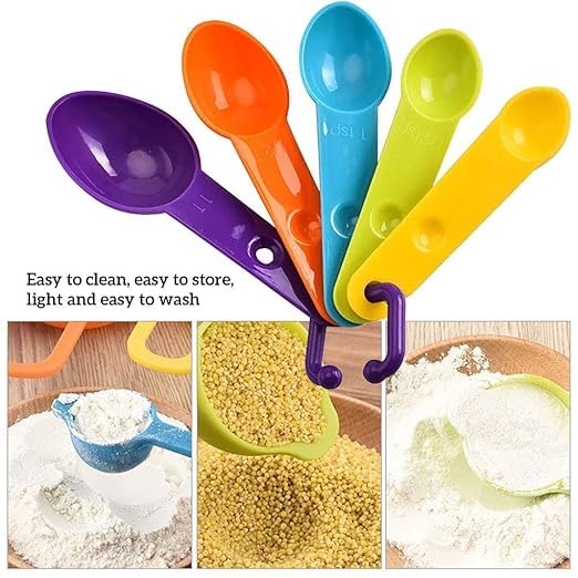 **HomeAra 5-Piece Plastic Measuring Spoons Set for Baking & Cooking – Stackable, Easy-to-Clean, Colorful – Perfect for Liquid, Tea, Coffee, Spices & Powder – Ideal for Home Kitchen, Baking, Coffee Brewing & Meal Prep**