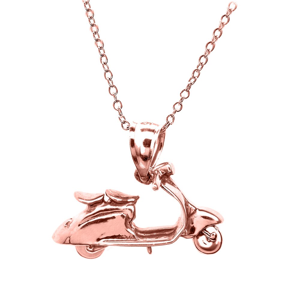 10K Rose Gold Scooter & Motorcycle Pendant Necklace for Women - Dainty Jewelry Gift for Riders, Bikers - Perfect for Everyday Wear, Motorcycle Rallies & Special Occasions