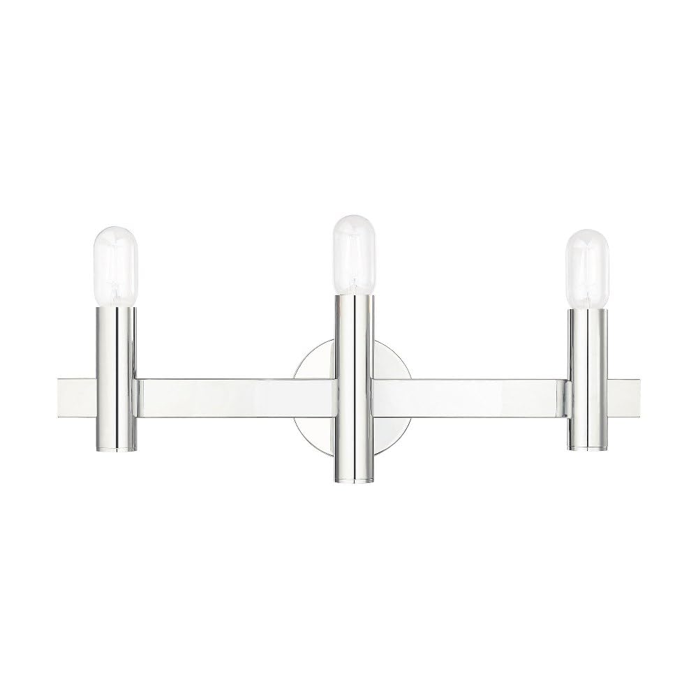 Livex Lighting 15833-05 3-Light Polished Chrome Bathroom Vanity Light Fixture - Perfect for Modern Bathroom Decor and Makeup Lighting