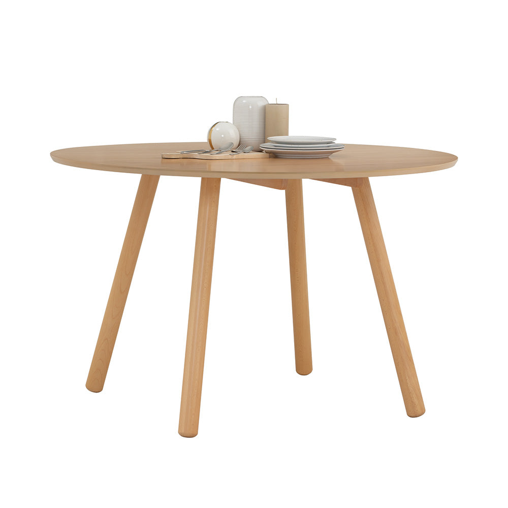 RODO 47-Inch Round Dining Table - Natural Wood Kitchen Table for 4-6 People - Perfect for Small Spaces, Breakfast Nook & Cozy Dining Rooms