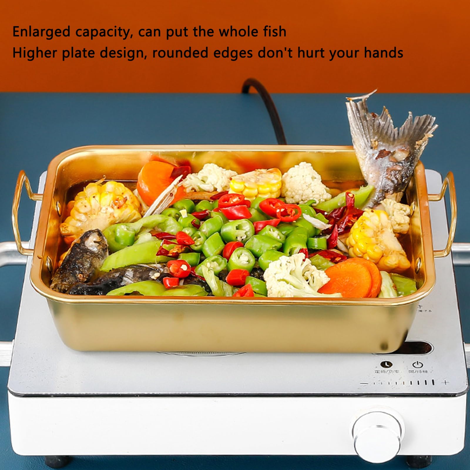 SvRite Stainless Steel Rectangular Roasting Pan with Handles - Oven & Dishwasher Safe Baking Tray for Turkey, Chicken, Fish, Lasagna (30cm, Gold) | Perfect for Holiday Cooking, Family Dinners & Party Serving