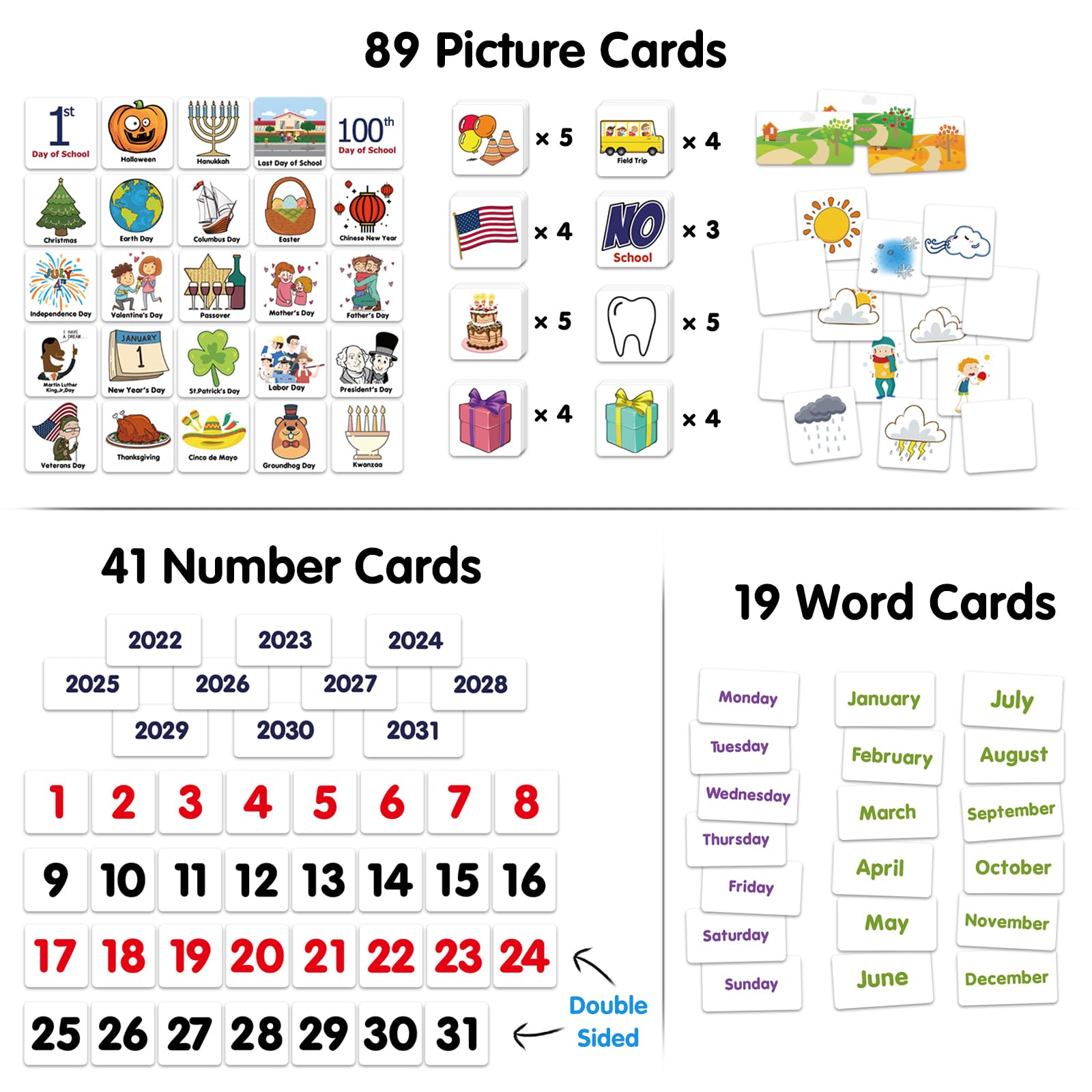 Godery Calendar and Weather Pocket Chart - 149 Pieces Classroom Organization Tool for Teachers (Black) | Perfect for Daily Schedule, Weather Tracking & Student Activities in Preschool & Elementary School