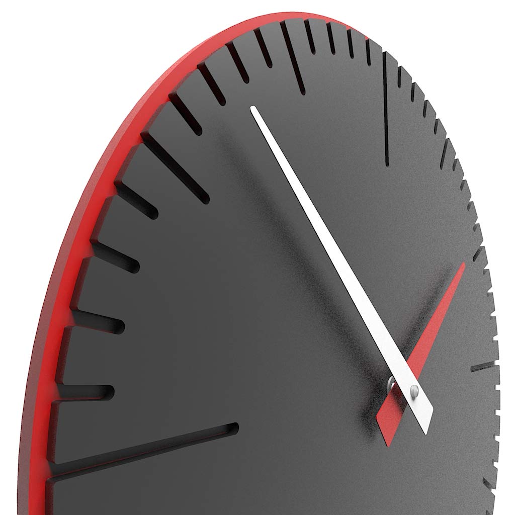 CalleaDesign 14.2 Inch Modern Wall Clock - Large Exacto Anthracite Metal Clock for Living Room, Bedroom, Office & Kitchen Decor | Silent Non-Ticking Battery Operated