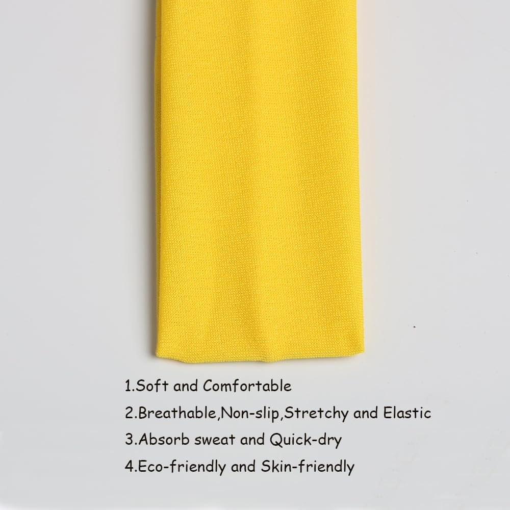 12PCS Soft Stretch Elastic Yoga Headbands for Women - Breathable Sports Hairbands for Workout, Running, Gym & Daily Use