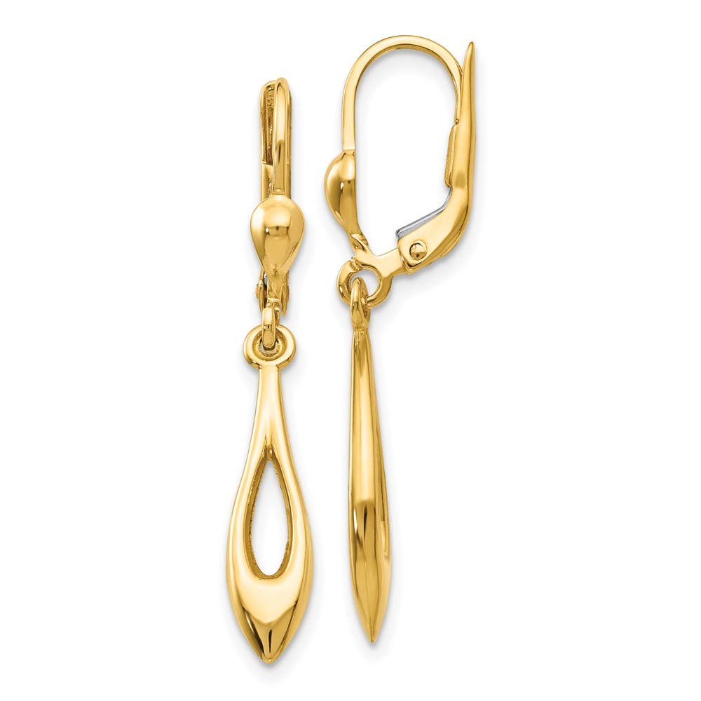 14K Yellow Gold Drop Dangle Earrings for Women - 36mm Elegant Design - Perfect for Parties, Weddings & Special Occasions