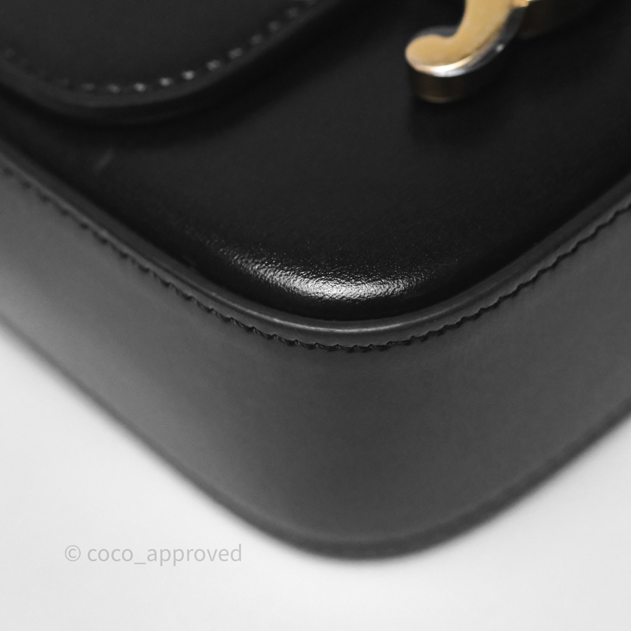 Celine Mini Claude Triomphe Bag in Black Shiny Calfskin Leather - Luxury Crossbody Purse for Women, Perfect for Date Night & Evening Events